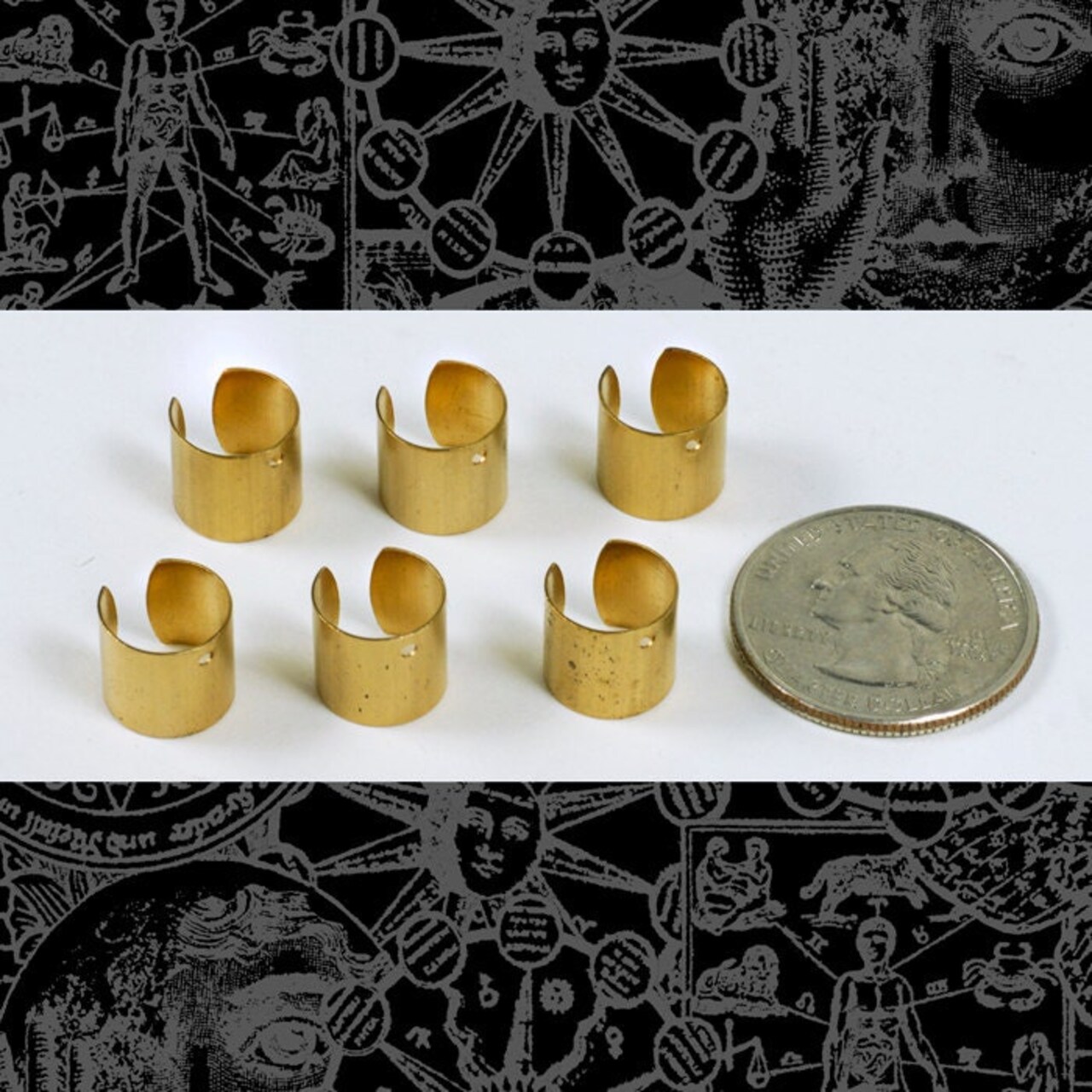 Extra Wide Raw Brass Ear Cuffs with Hole - Earring Cuff- Set of Six - B-OD8